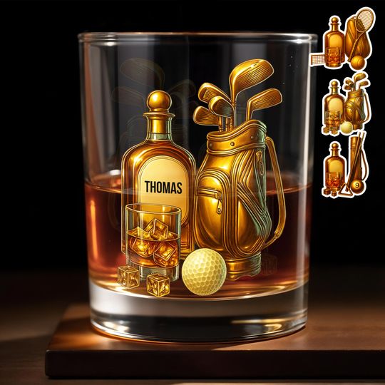 Discover Celebrate Your Love For Golf, Personalized Custom Whiskey Glass, Gift For Golf Lovers