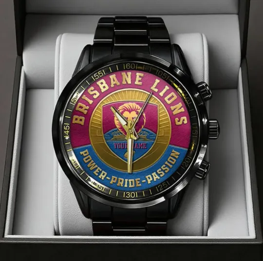 Discover Personalized Brisbane Lion Black Stainless Steel Watch