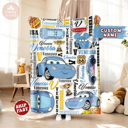 Discover Personalized Disney Cars Blanket, Custom Name Lightning McQueen  Birthday Boy/Girl, Sally Carrera Blanket, Family Cars Birthday Boy