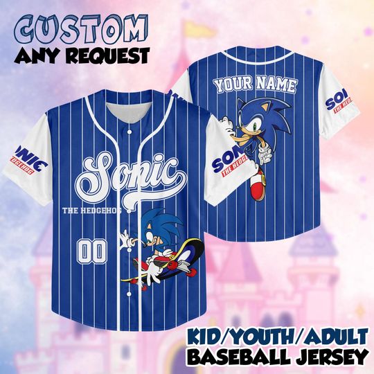 Discover Custom Name and Number Sonic Baseball Jersey, Sonic the Hedgehog Birthday Gift, Sonic the Hedgehog Baseball Fan Lover Gift