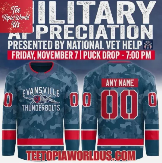 Discover Personalized Evansville Military Night Hockey Jersey Gift For Christmas
