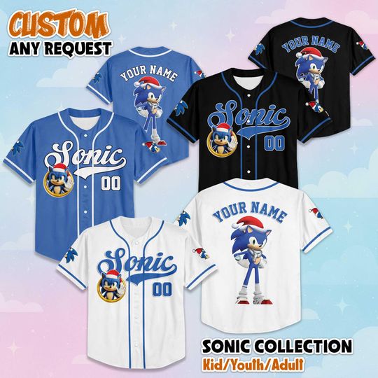 Discover Personalized Sonic The Hedgehog Baseball Jersey, Custom Sonic Birthday Baseball Jersey, Sonic The Hedgehog Jersey Shirt