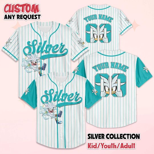 Custom Silver the Hedgehog Baseball Jersey, Sonic Gamer Outfit