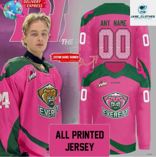 Discover Personalized Everett Pink in the Rink Night Hockey Jersey Gift For Christmas