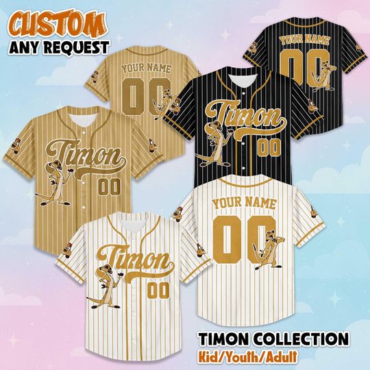 Discover Custom Timon Collection Baseball Jersey, Disney The Lion King Jersey Shirt, Disney Jersey for Kids, Youth, Adults & Lion King Fans