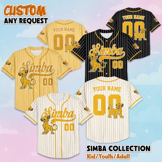 Discover Custom Simba Collection Baseball Jersey, Disney The Lion King Jersey Shirt, Disney Jersey for Kids, Youth, Adults & Lion King Fans