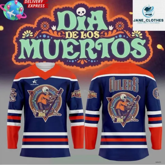 Discover Edmonton Dia de los Muertos Hockey Hockey Jersey Gift For Christmas