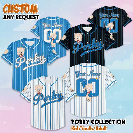 Discover Custom Porky Pig Baseball Jersey, Personalize Looney Tunes Jersey, Family Matching Outfit