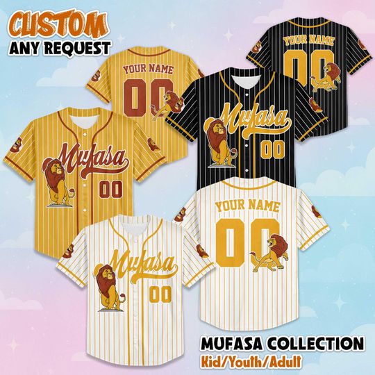 Discover Custom Mufasa Collection Baseball Jersey, Personalized Disney The Lion King Jersey Shirt, Family Matching Outfit, Magic Kingdom Gift