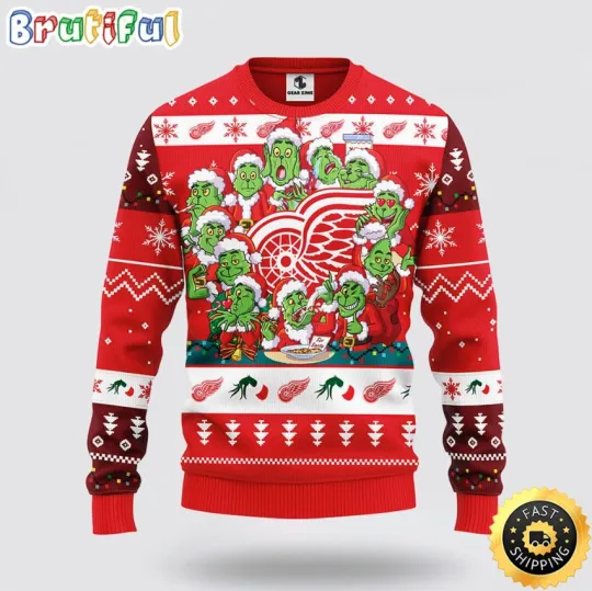Discover Detroit Red Wings Ugly Sweater with 12 Funny Character Expressions for Christmas