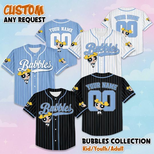 Discover Personalized Bubbles Baseball Jersey, Powerpuff Girls Shirt, Custom Family Outfit