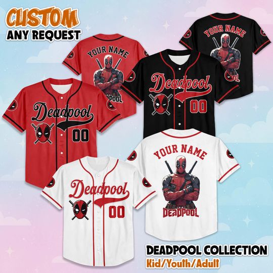 Discover Custom Deadpool Baseball Jersey, Personalized Disney Superhero Deadpool Jersey Shirt