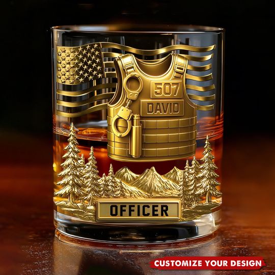 Discover Serve And Protect - Personalized Custom Police Officer Whiskey Glass