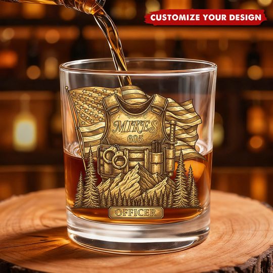 Discover Personalized Police Officer Whiskey Glass – Badge & Gear Gift