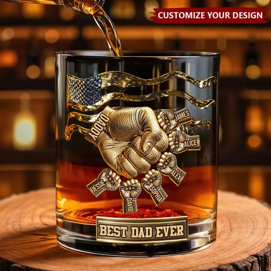 Discover Best Dad Ever - Personalized Father Whiskey Glass