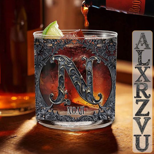 Discover Whiskey Name Initial Letter - Personalized Whisky Whiskey Glass