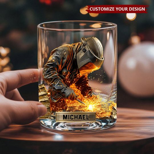 Discover Strong Welder - Personalized Welder Whiskey Glass
