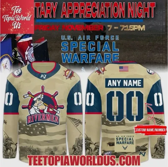 Discover Personalize Peoria Military Night Hockey Jersey Gift For Christmas