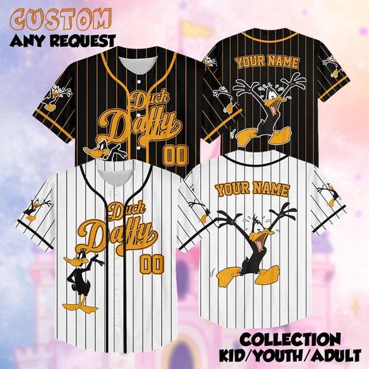 Personalized Daffy Duck Collection Baseball Jersey, Custom Daffy Duck Baseball Jersey, Daffy Duck Jersey Shirt, Baseball Fan Lover Gift