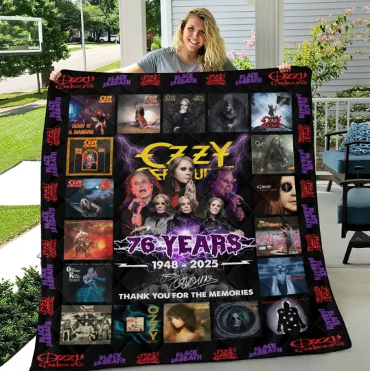 Discover Ozy Osbourne 76 Years Thank You Quilt Blanket