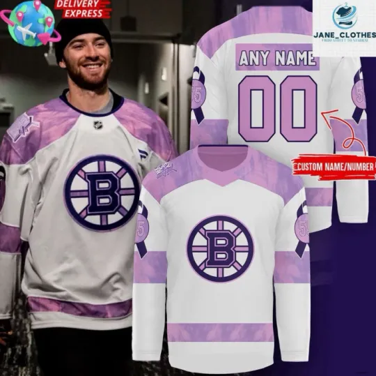 Discover Personalized Boston Hockey Fights Cancer 2024 Hockey Gift For Christmas