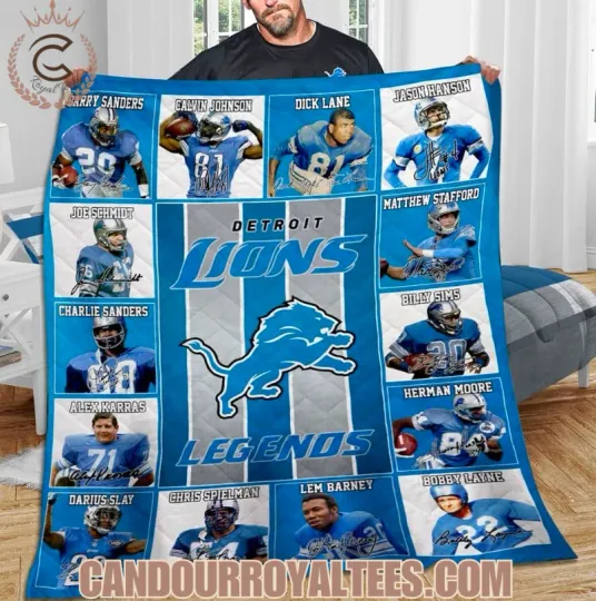 Discover Detroit Lions Legends Quilt Blanket Christmas Gift 2025