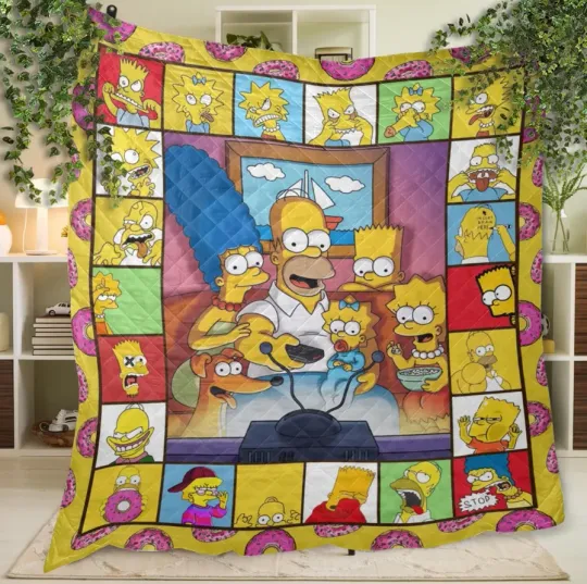 Discover The Simpsons Family Quilt Blanket
