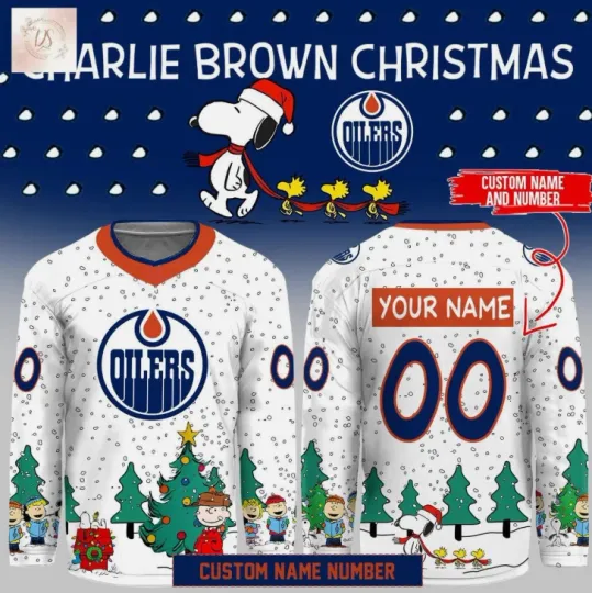 Discover Personalize Edmonton Cartoon Christmas White Hockey Gift For Christmas