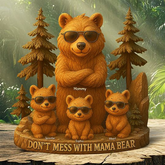 Discover Bear Mom Plaque - Personalized Gifts For Mama