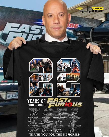 Discover Fast and Furious 22 Years Movie T-Shirt Vin Diesel Thank You Dom Toretto