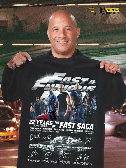 Discover Fast and Furious T-Shirt, Vin Diesel, Dominic Toretto, Paul Walker, Fast X Movie Anniversary Shirt
