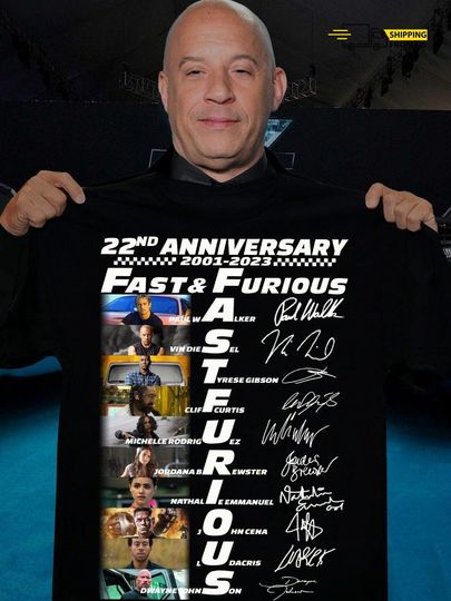 Discover 22 Years Fast and Furious T-Shirt, Fast X 2023 Movie Shirt, Vin Diesel, Dominic Toretto, Race Car Graphic Tee