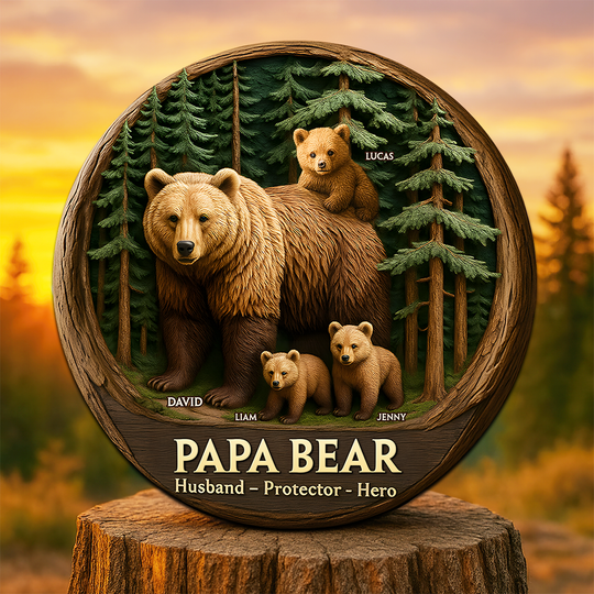 Discover Papa Bear Plaque - Personalized Gifts For Dad