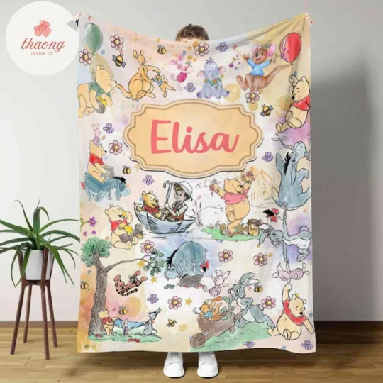Discover Personalized Winnie the Pooh blanket, Pooh bear Piglet Eeyore Tigger Roo