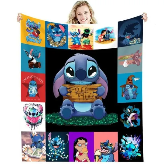 Discover Stitch Hug Blanket, Disney Stitch Throw Blanket, Magic Kingdom Blanket