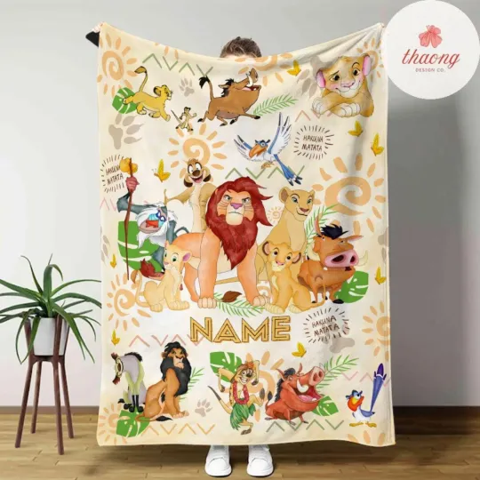 Personalized The Lion King Blanket, Simba Mufasa Timon Pumbaa Blanket