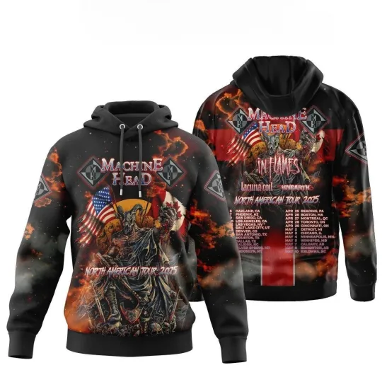 Discover Machine Head North America Tour 2025 In Flames Hoodie T-Shirt
