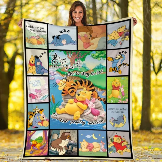 Discover Winnie The Pooh Fleece Blanket Pooh Eeyore Tigger Piglet Blanket Disneyland