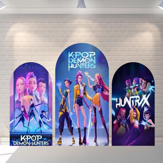 Kpop Backdrop Kids Birthday Decoration Kpop Demon Hunte Arch Cover