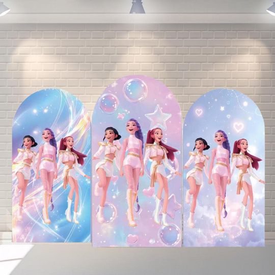 Discover Kpop Backdrop Kids Birthday Decoration Kpop Demon Hunte Arch Cover Photography Background Polyester