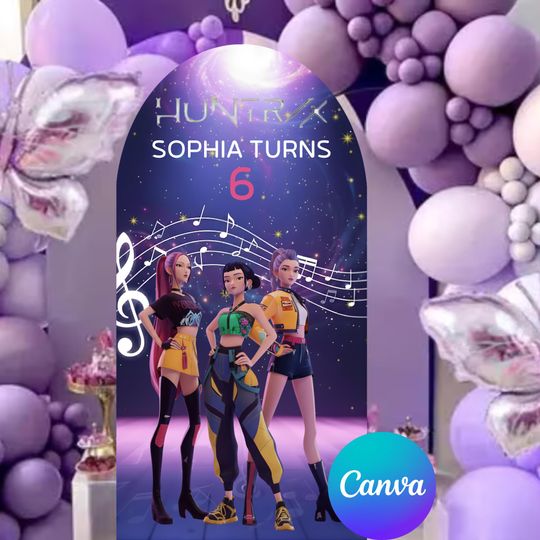 Huntrix Birthday Arch Backdrop