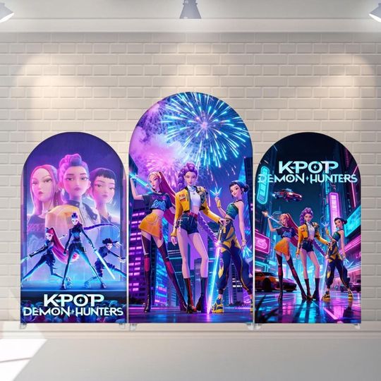 Discover Kpop Backdrop Kids Birthday Decoration Kpop Demon Hunte Arch Cover Photography Background