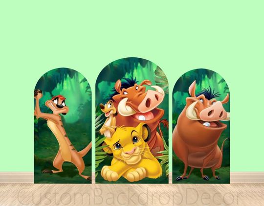 Discover Lion King Simba Round Arch Cover Wall Backdrop for Safari Jungle Boys Birthday Party