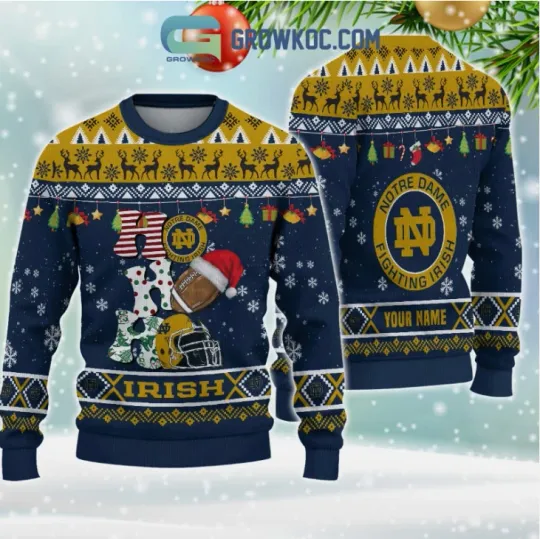 Discover Personalized ND Ho Ho Ho Ugly Sweater Gift For Christmas