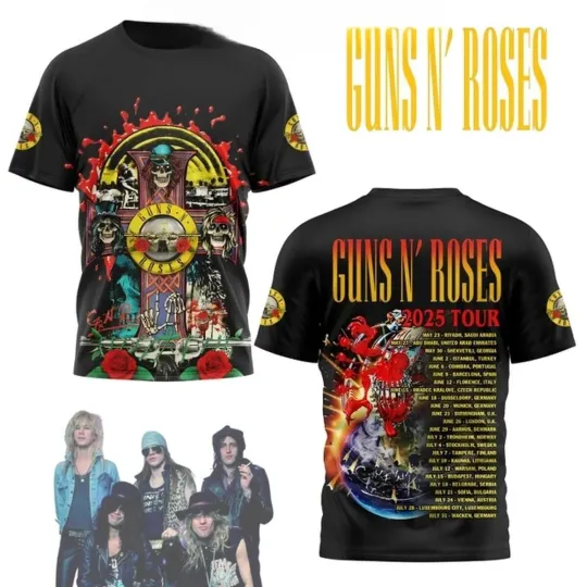 Discover Guns N’ Roses 2025 Tour Fan T-Shirt