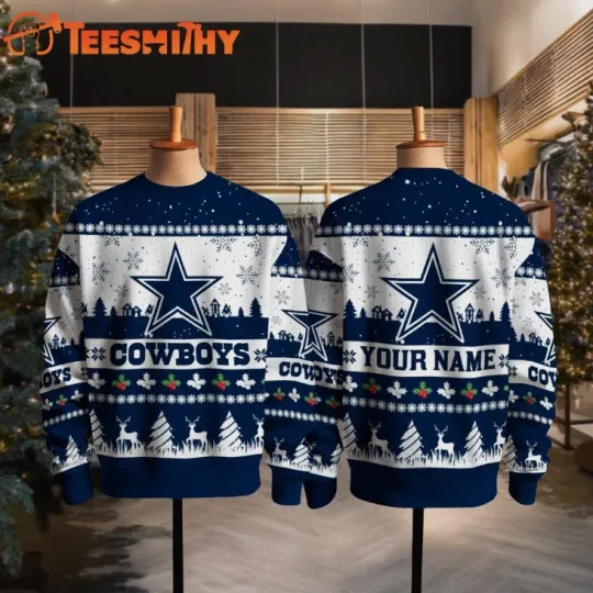 Discover Custom Cowboys Snow Ugly Christmas Sweater Gift For Christmas