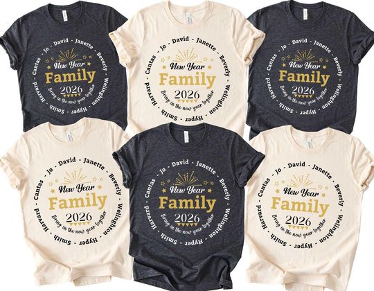 Discover Happy New Year Family 2026 T-Shirt, 2026 New Year's Shirt, New Year's Christmas Shirts, Family Matching Tee, Couple Shirts, New Year Shirts