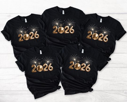Discover 2026 New Year Shirt, Disco Ball NYE Tee, Matching Family Outfit, Sparkly Party Tee, Fireworks New Year Shirt, Gold New Year