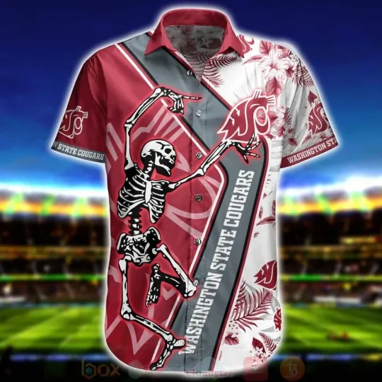 NCAA Washington State Cougars Skeleton Dancing Hawaiian Shirt