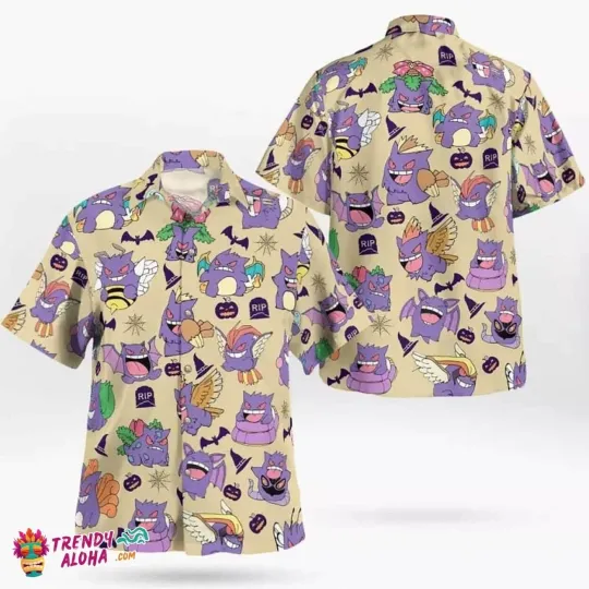 Gengar Ghost Japanese Anime Hawaiian Shirt